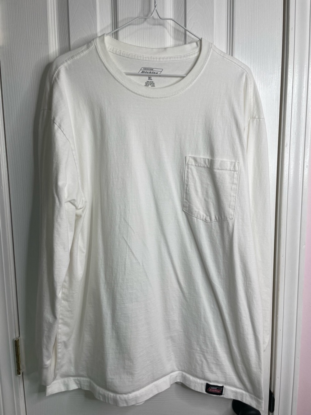 Dickies Men's Long Sleeve Pocket Tee - White